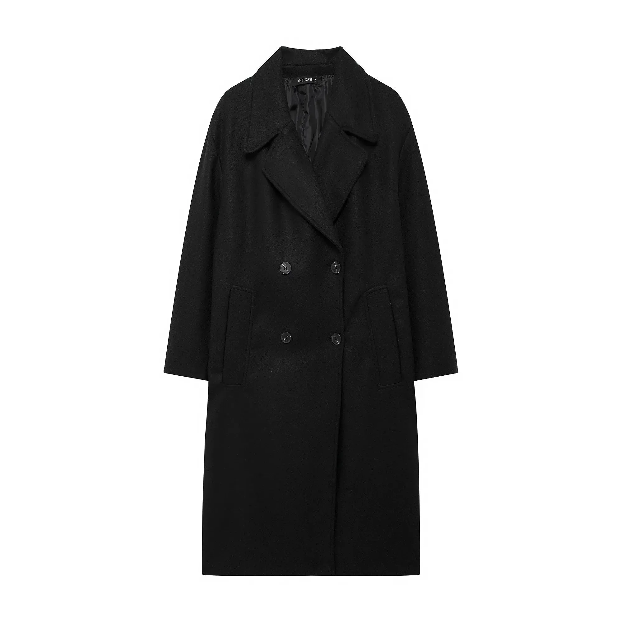 Double-Breasted Longline Wool Coat