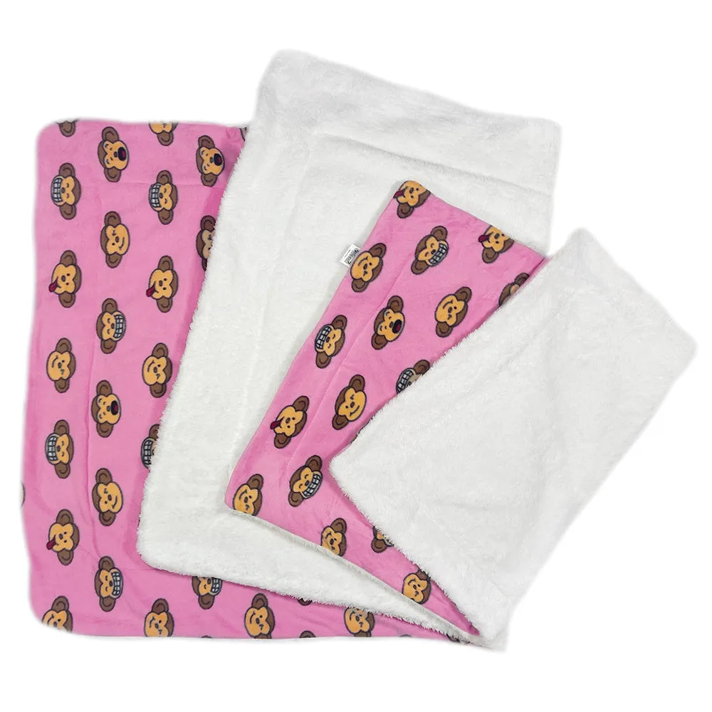 Double Layered Silly Monkey Fleece/Ultra-Plush Blanket - Pink