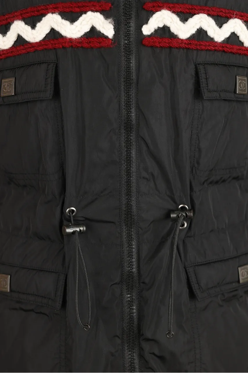 Down Jacket W/ Logo Emblazoned Zippers