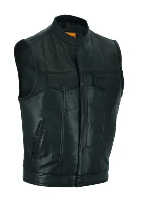 Dream Apparel® Mens Motorcycle CLUB VEST® Naked Cowhide Leather, Concealed Gun Pockets