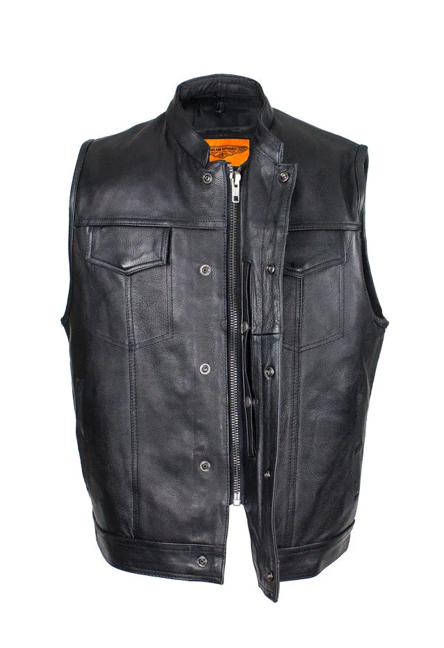 Dream Apparel® Mens Motorcycle CLUB VEST® Naked Cowhide Leather, Concealed Gun Pockets