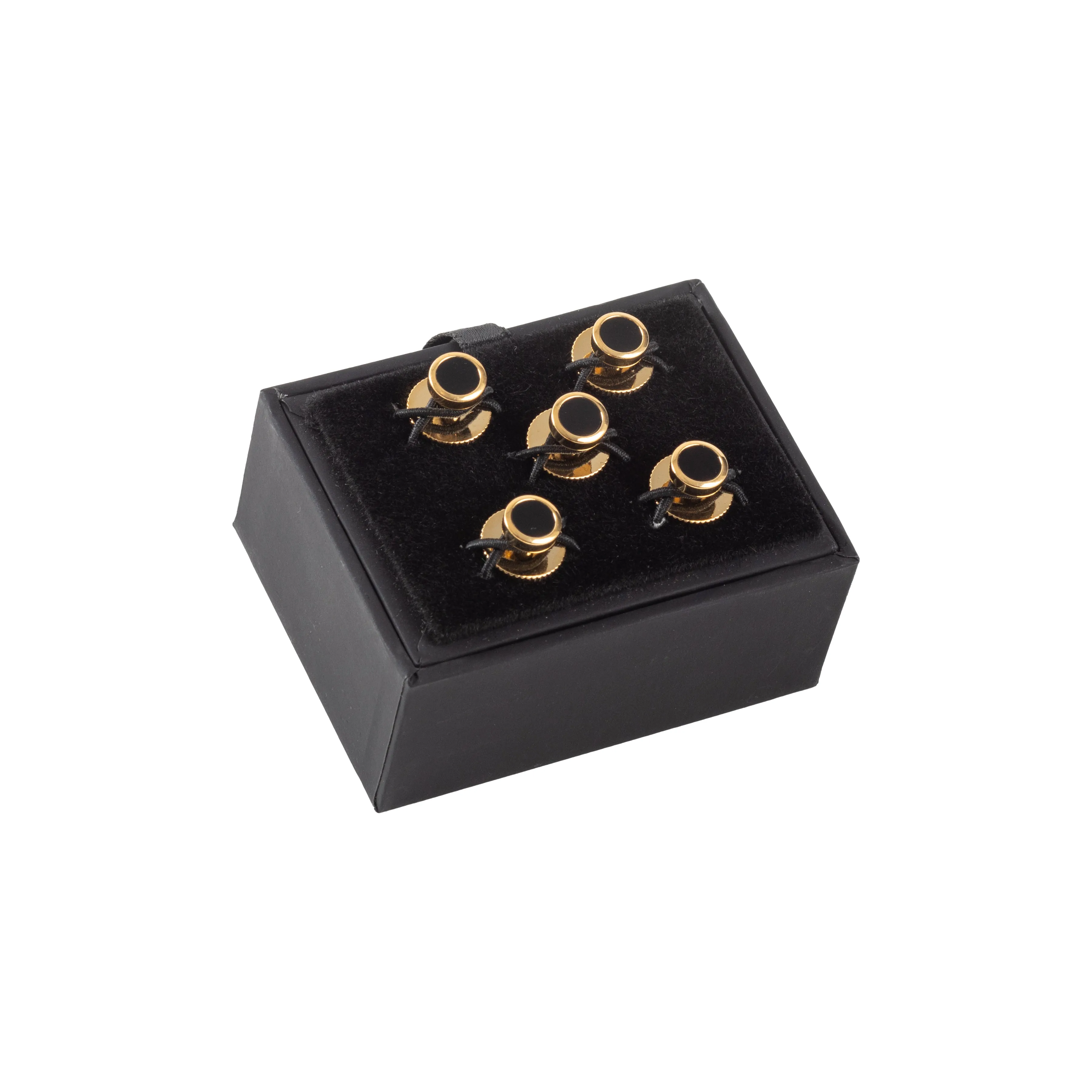 Dress Studs in Gold Plated With Black Inlay