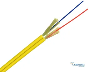 Duplex Riser Fiber Optic Cable, Zip Cord, Single Mode, Corning Fiber, Indoor