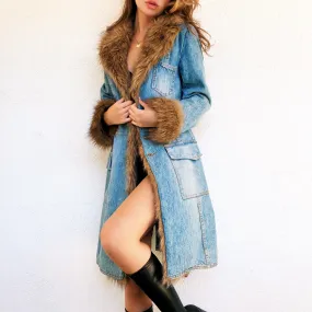 Early 2000s Furry Denim Coat