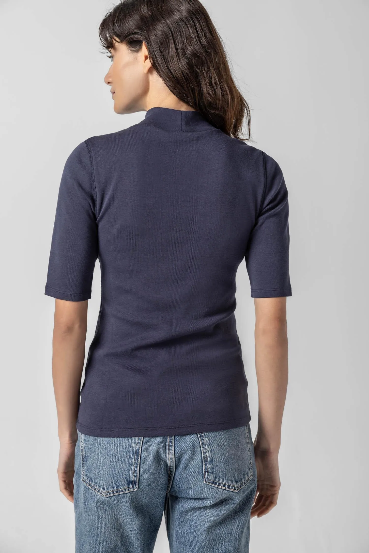 Elbow Sleeve Mock Neck