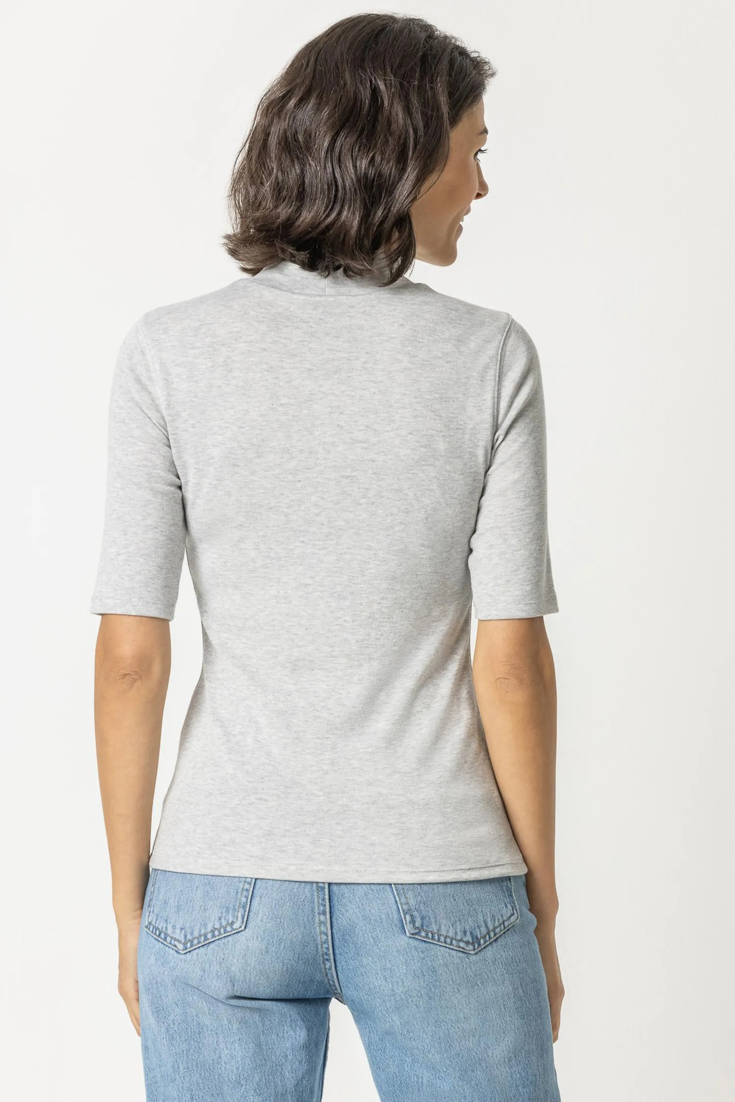 Elbow Sleeve Mock Neck