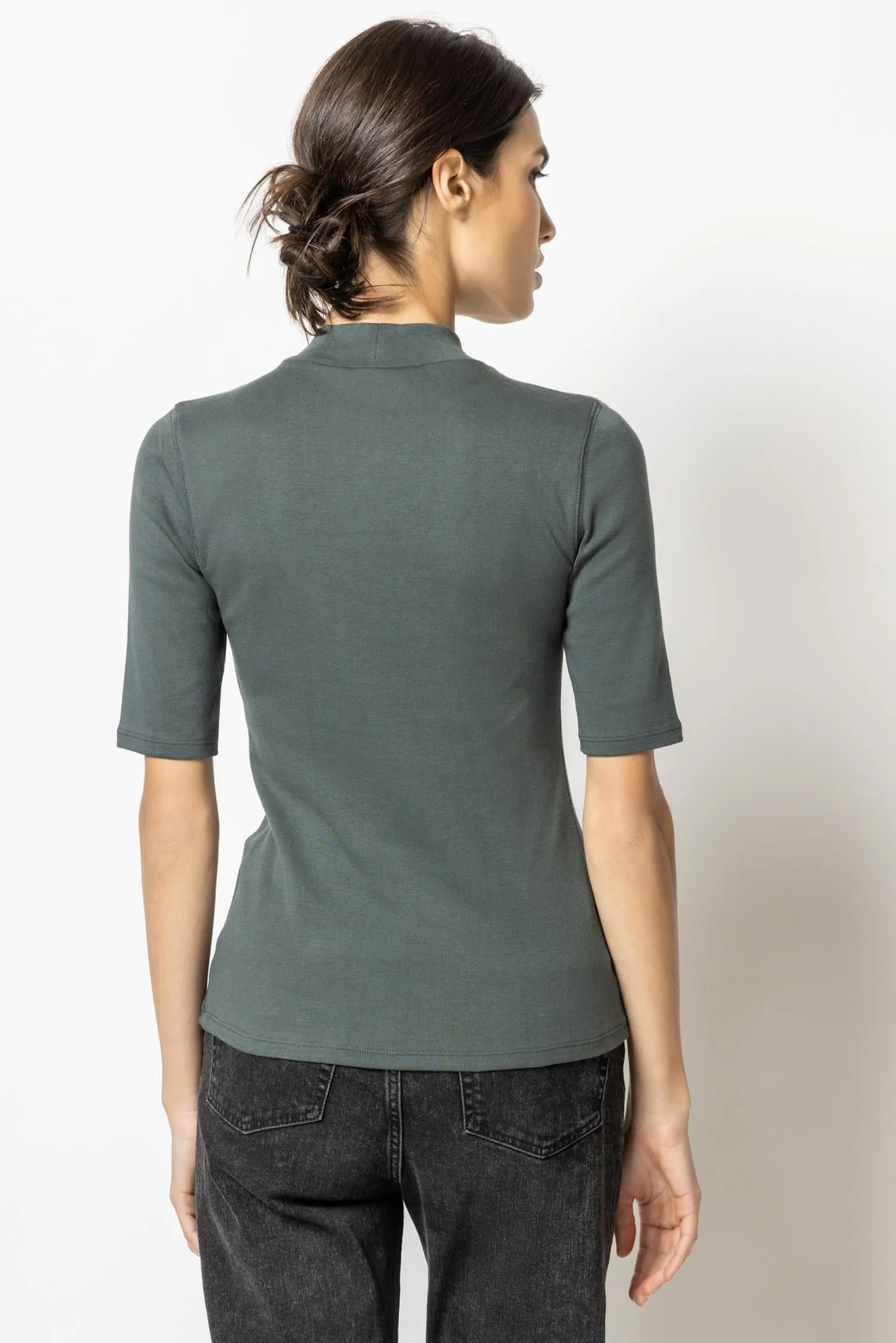 Elbow Sleeve Mock Neck