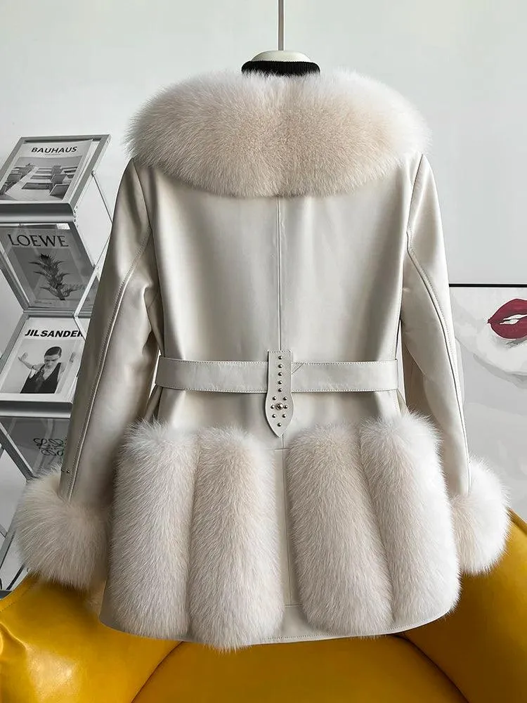 Elegant Fox Fur-Accented Winter Jacket: The Ultimate in Warmth and Style