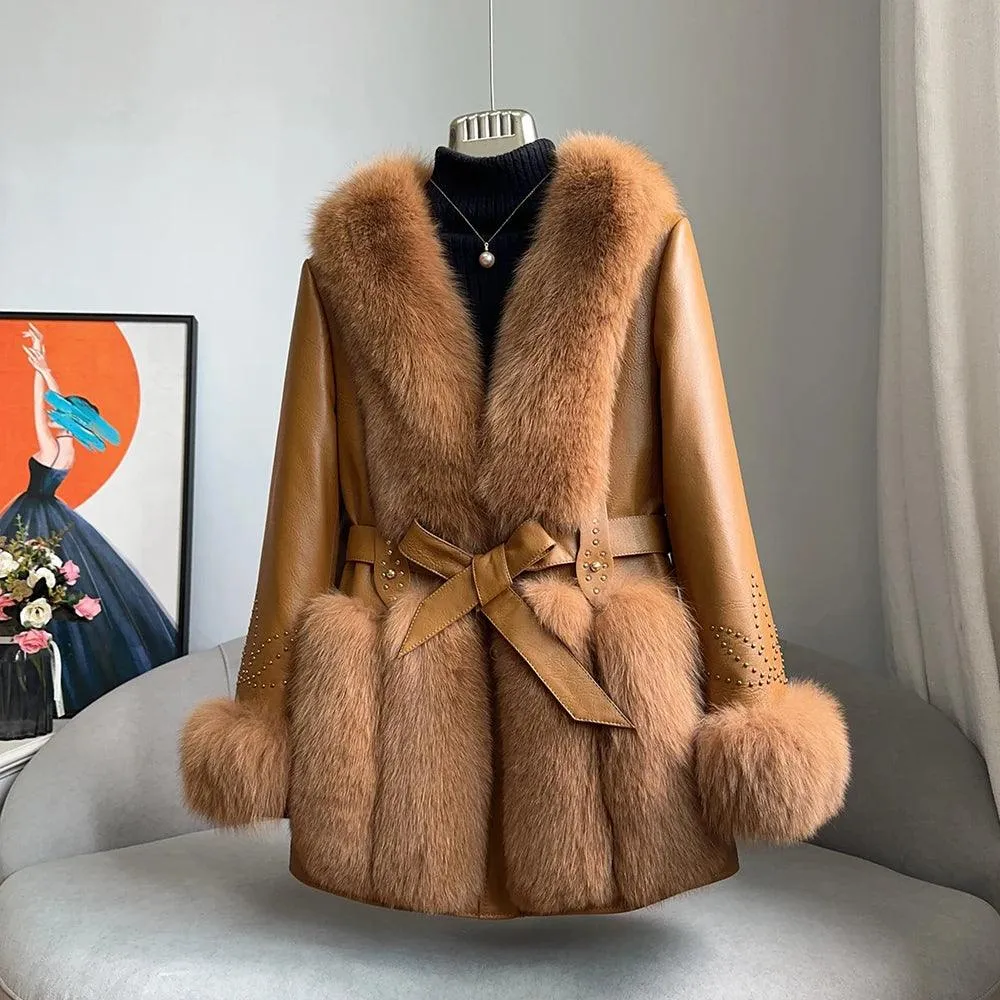 Elegant Fox Fur-Accented Winter Jacket: The Ultimate in Warmth and Style