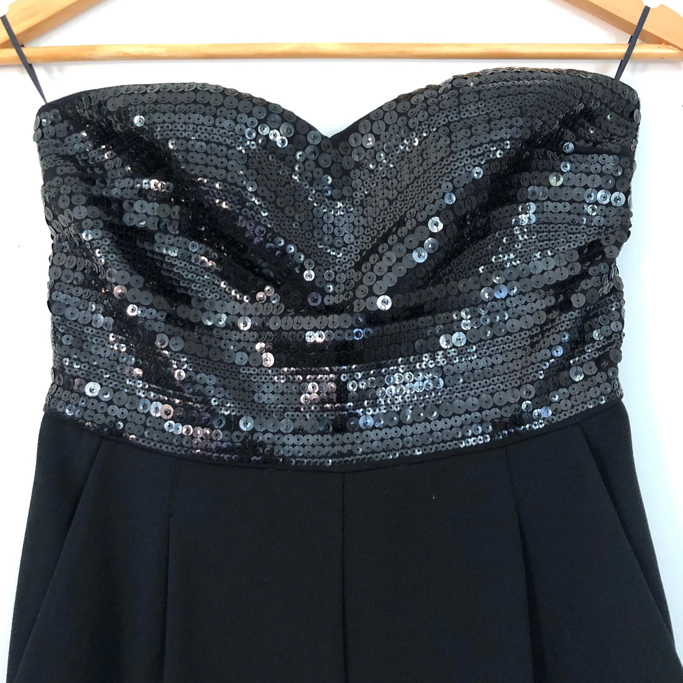 Express Black Sequin Top Sweetheart Jumpsuit- Size 2