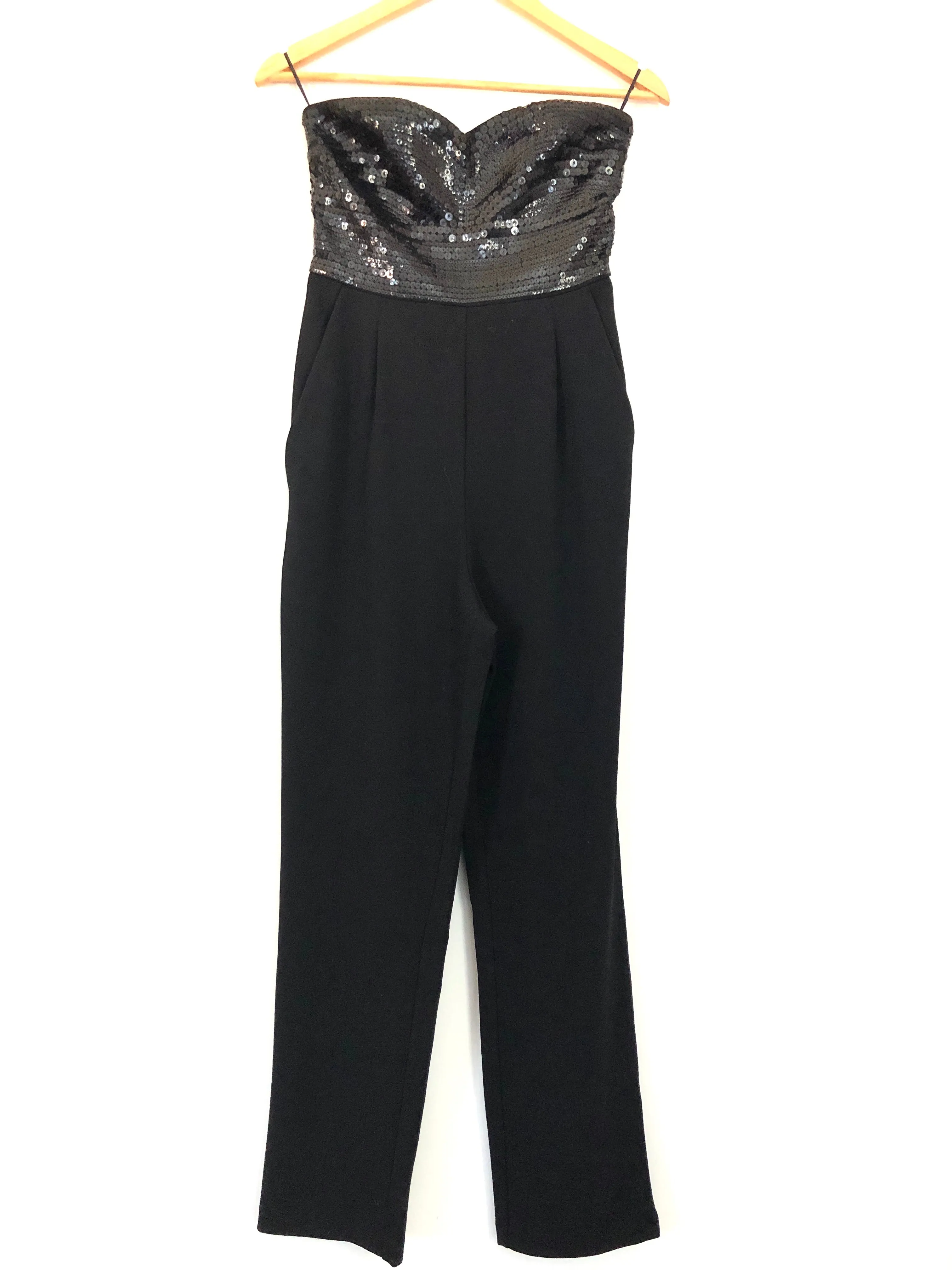 Express Black Sequin Top Sweetheart Jumpsuit- Size 2