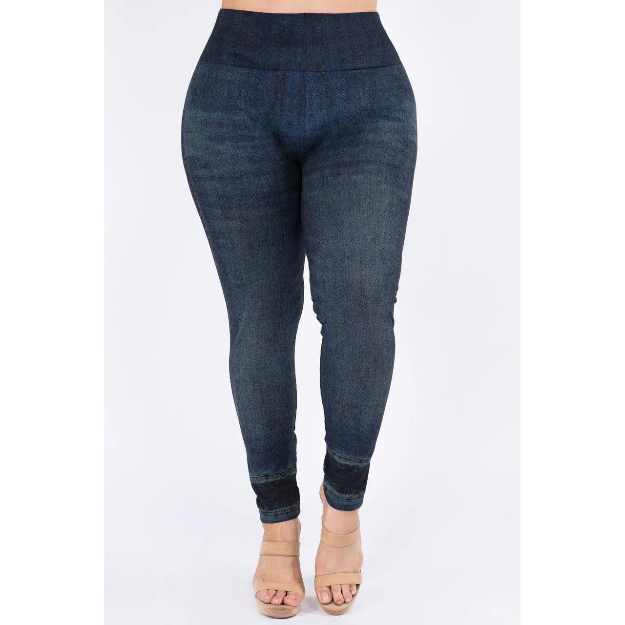 Extended Size High Waist Full Length Jeans Leggings