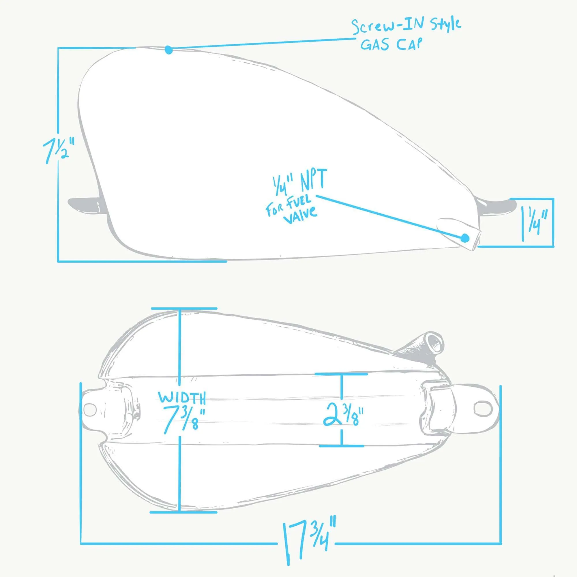 Frisco Mount Sportster Gas Tank - Super Narrow - 1.6 gallon