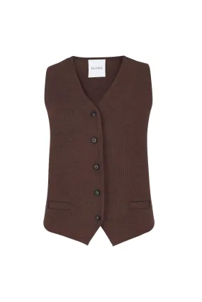 Galante Knitted 100% Merino Waistcoat Chocolate