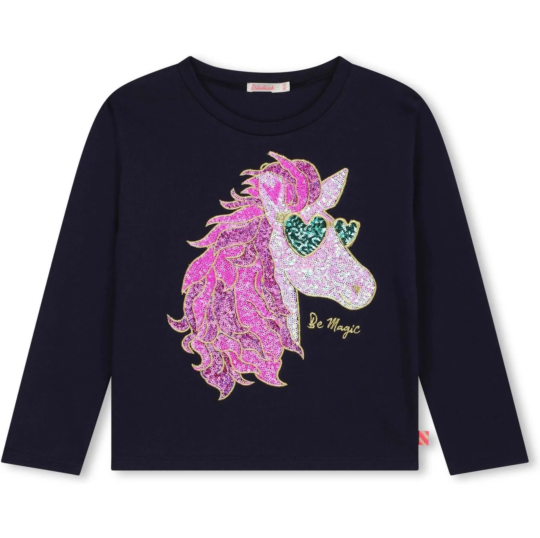 Girls Navy Unicorn T-shirt