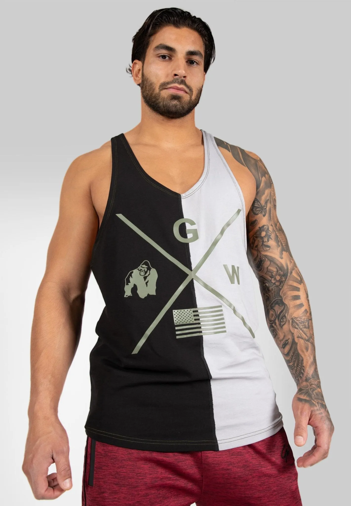 Gorilla Wear Sterling Stringer Tank Top - Black-Grey