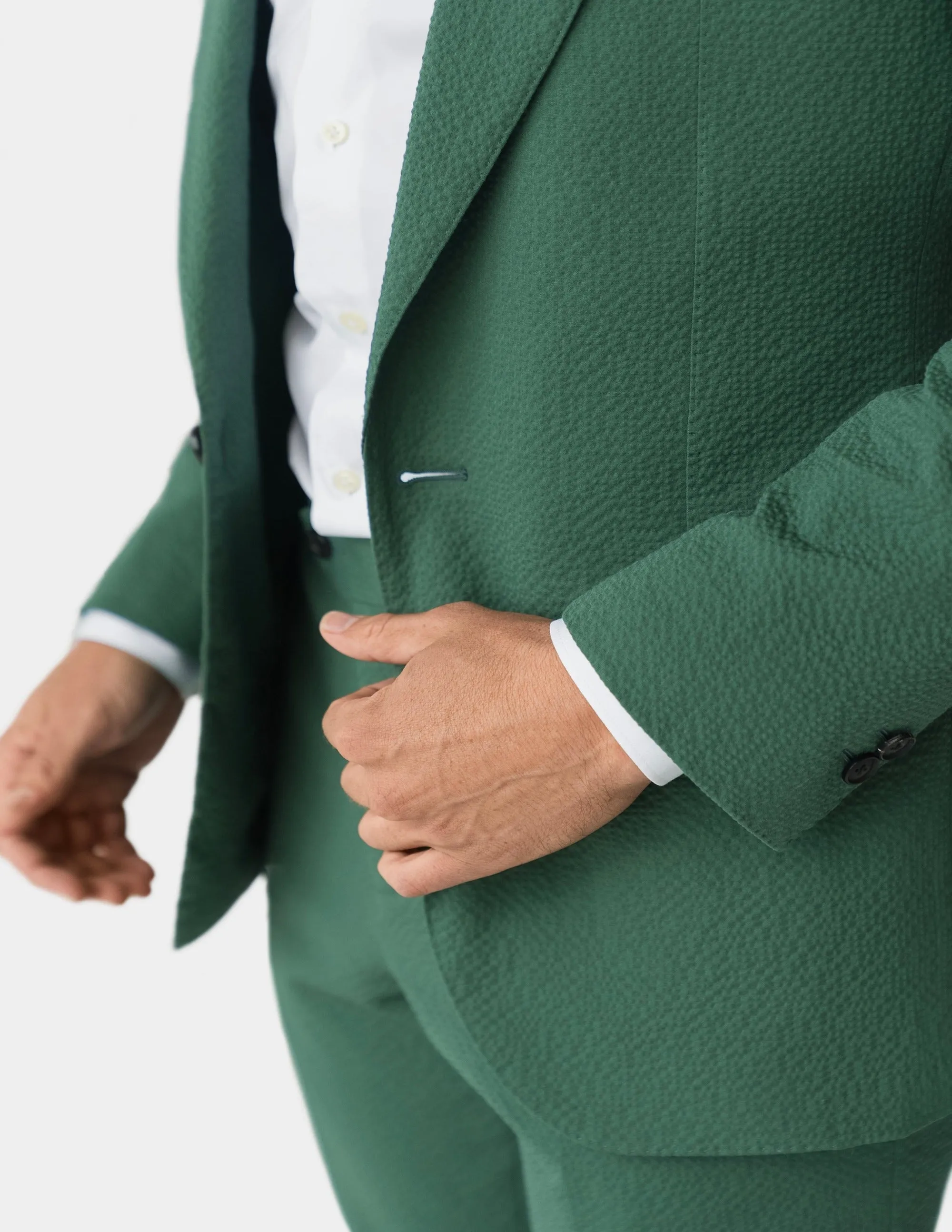 Green Seersucker Single Breasted Suit