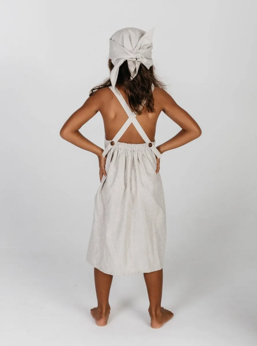 Hemp open back dress in Beige