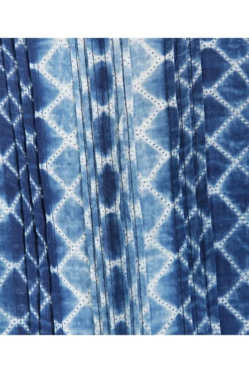 Indigo Criss Cross Shibori Cotton Tunic