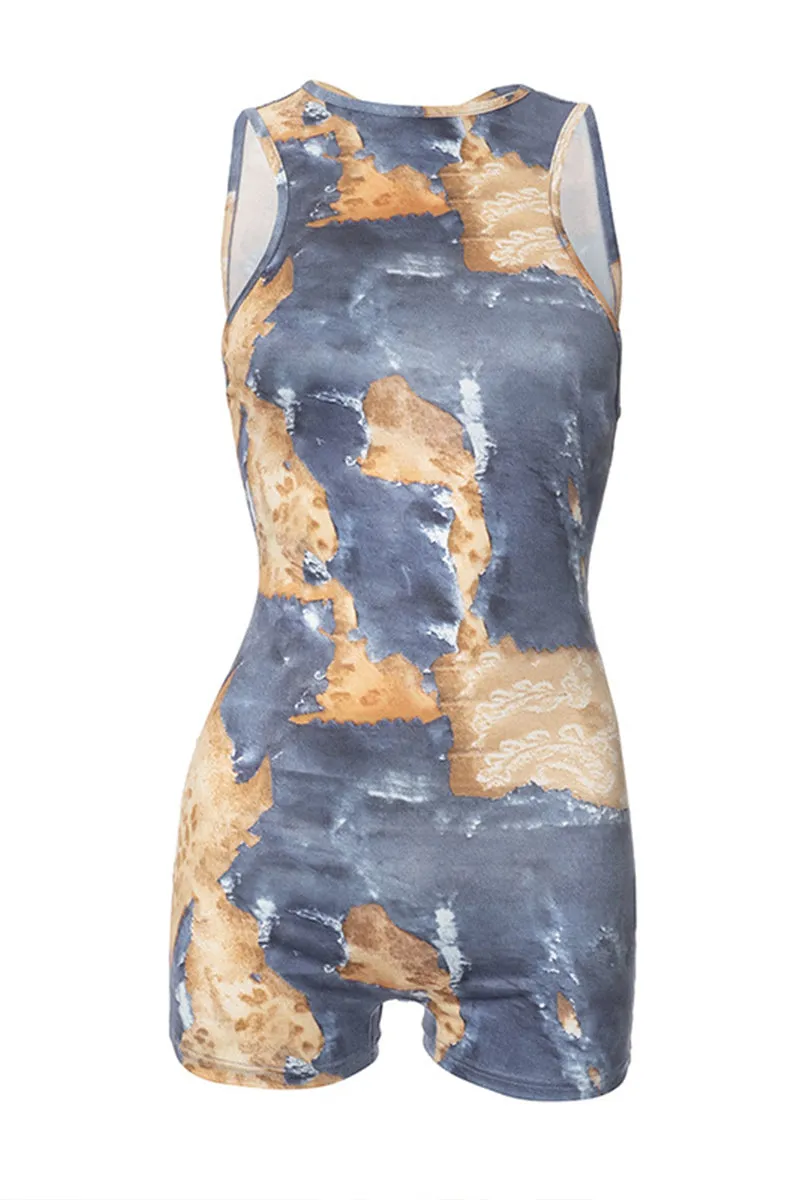 JS3318 Tie Dye Backless Rompers