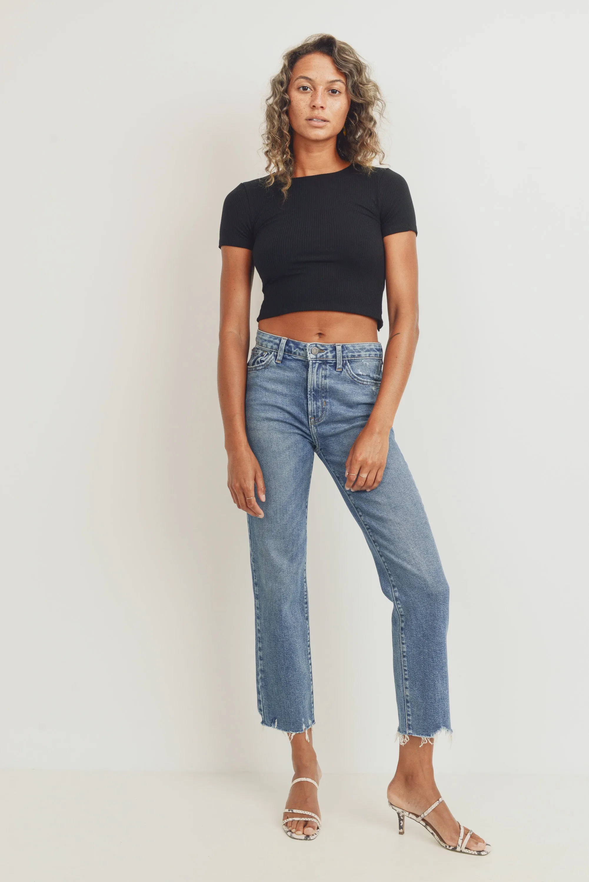 Just Black Denim High Rise Vintage Straight Jeans