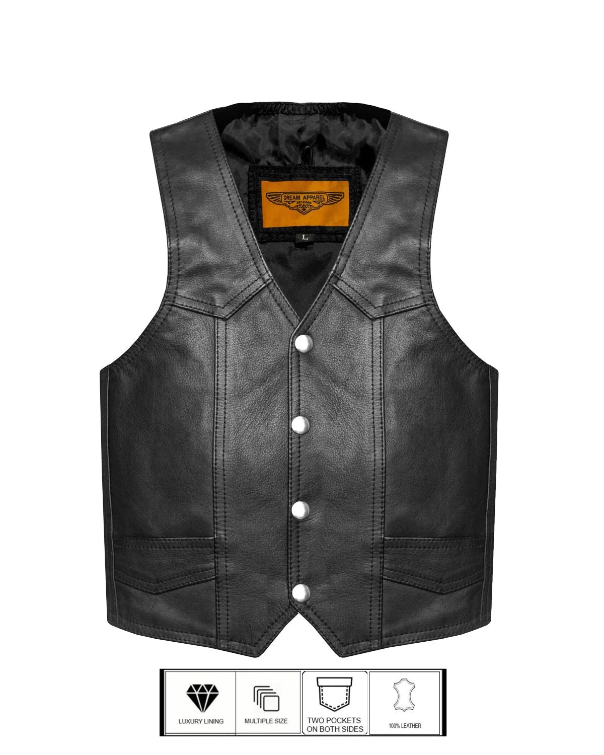 Kids Regular Plain Vest Genuine Leather