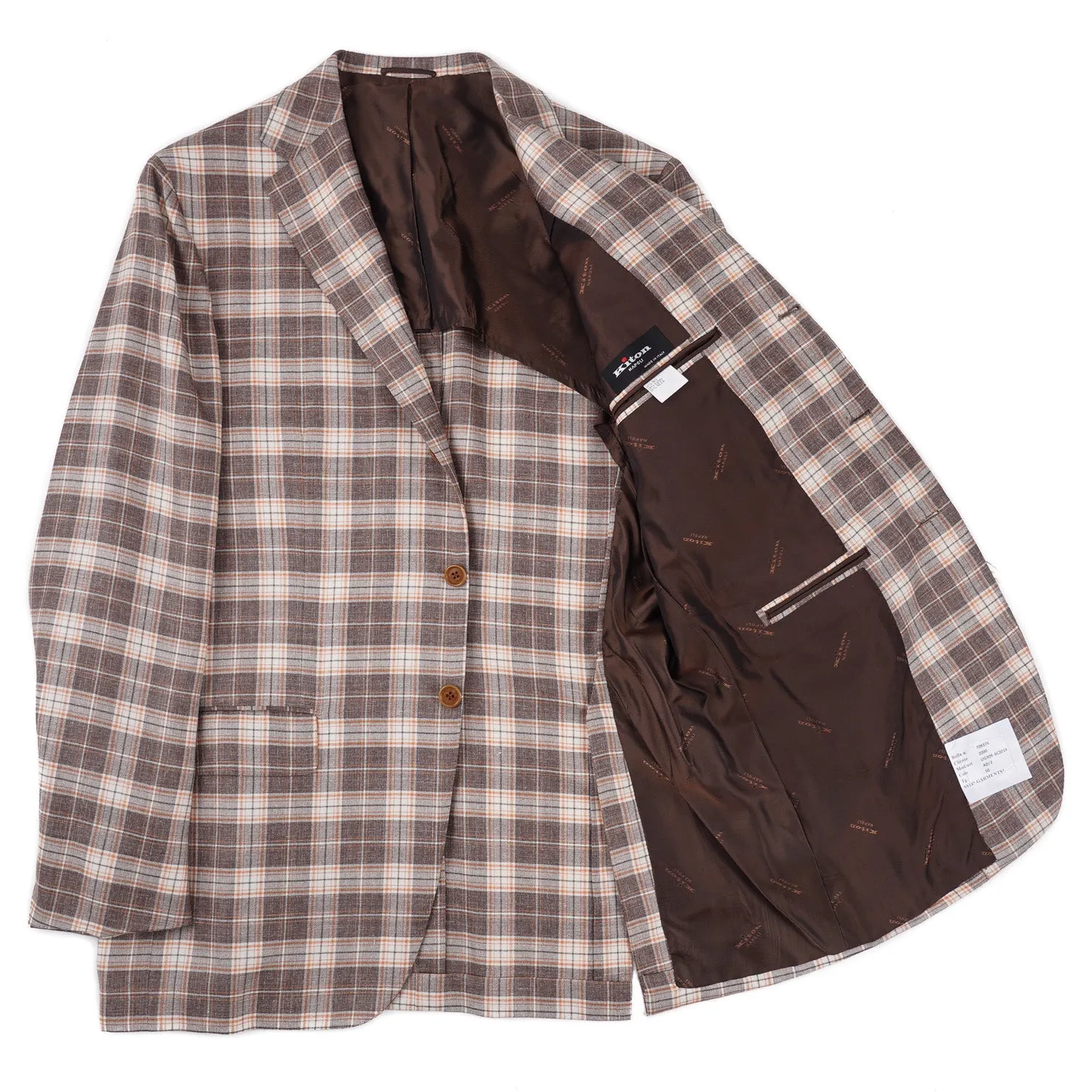 Kiton Layered Check Cashmere-Linen-Silk Sport Coat