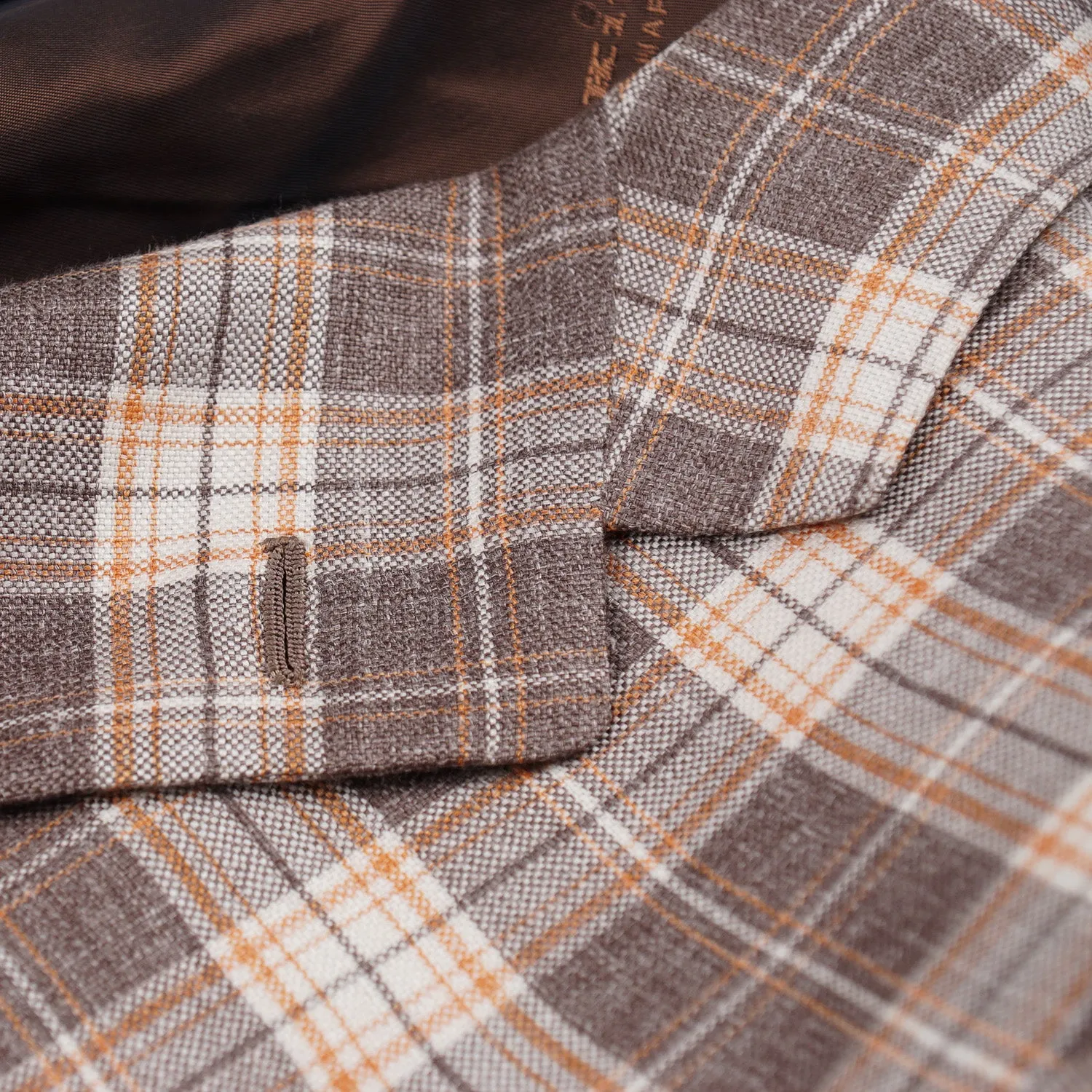 Kiton Layered Check Cashmere-Linen-Silk Sport Coat