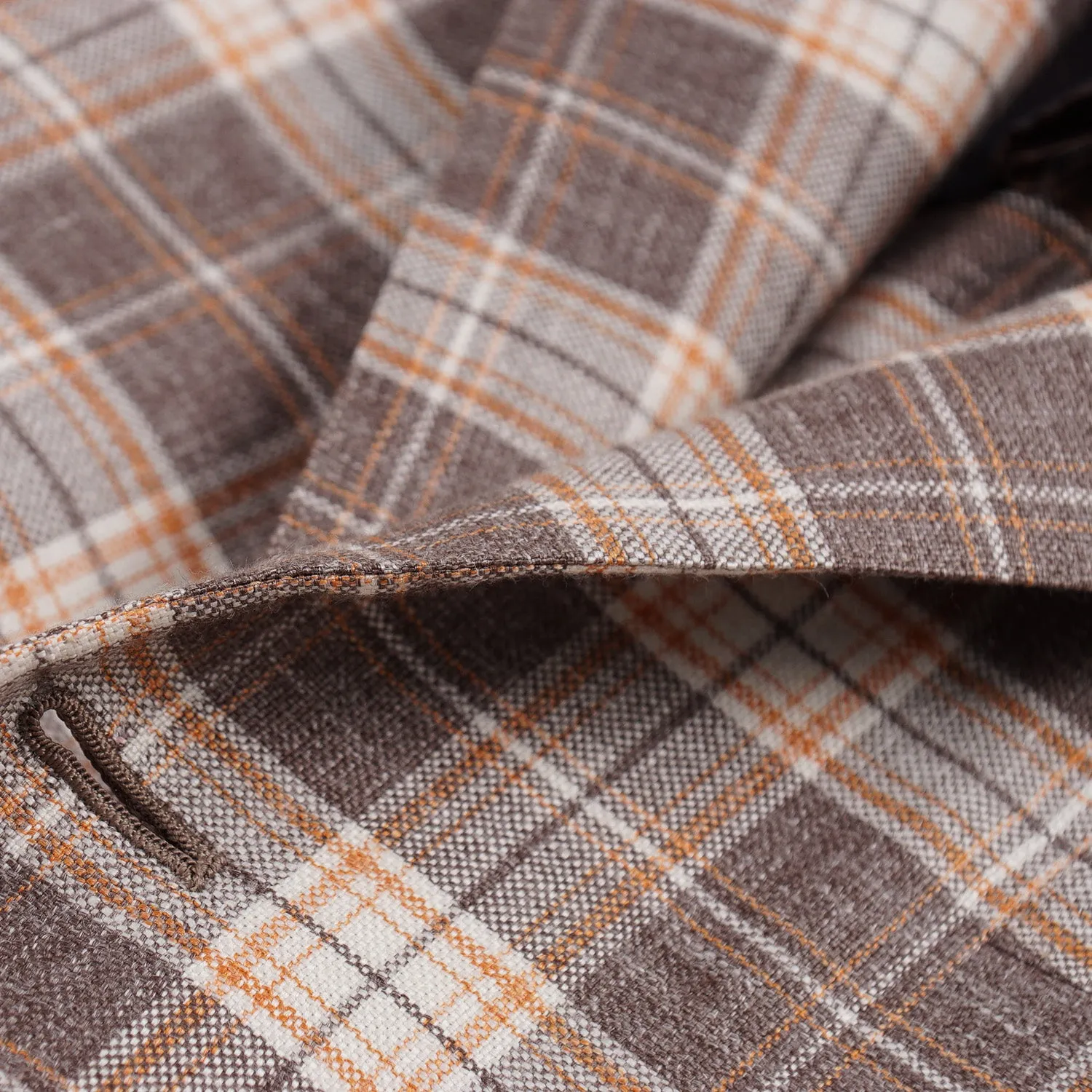 Kiton Layered Check Cashmere-Linen-Silk Sport Coat