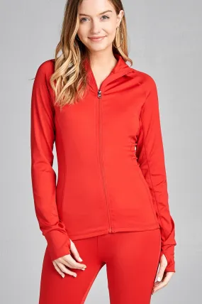 Ladies fashion solid track jacket