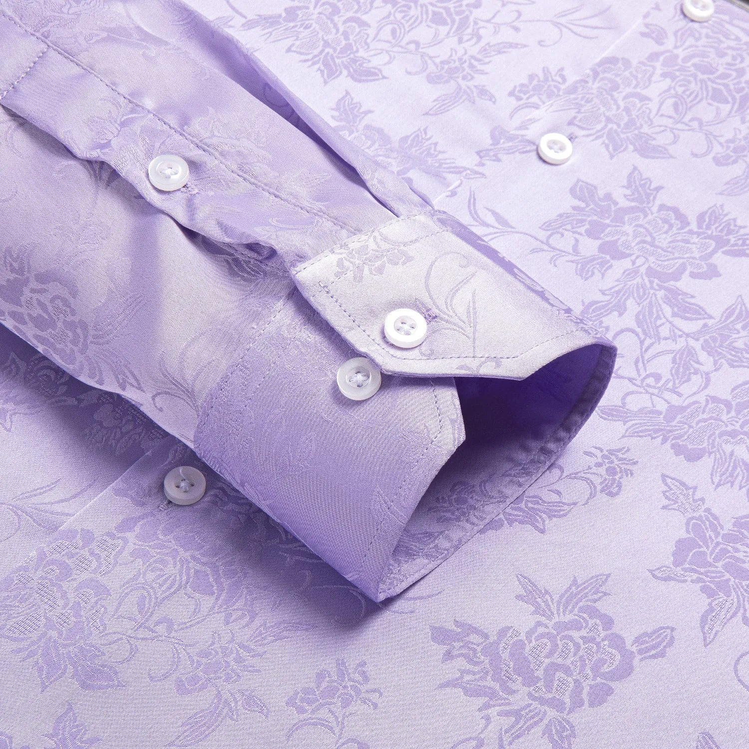 Lavender Floral Silk Dress Shirt