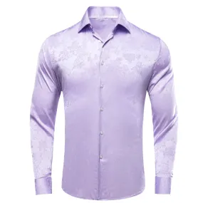 Lavender Floral Silk Dress Shirt