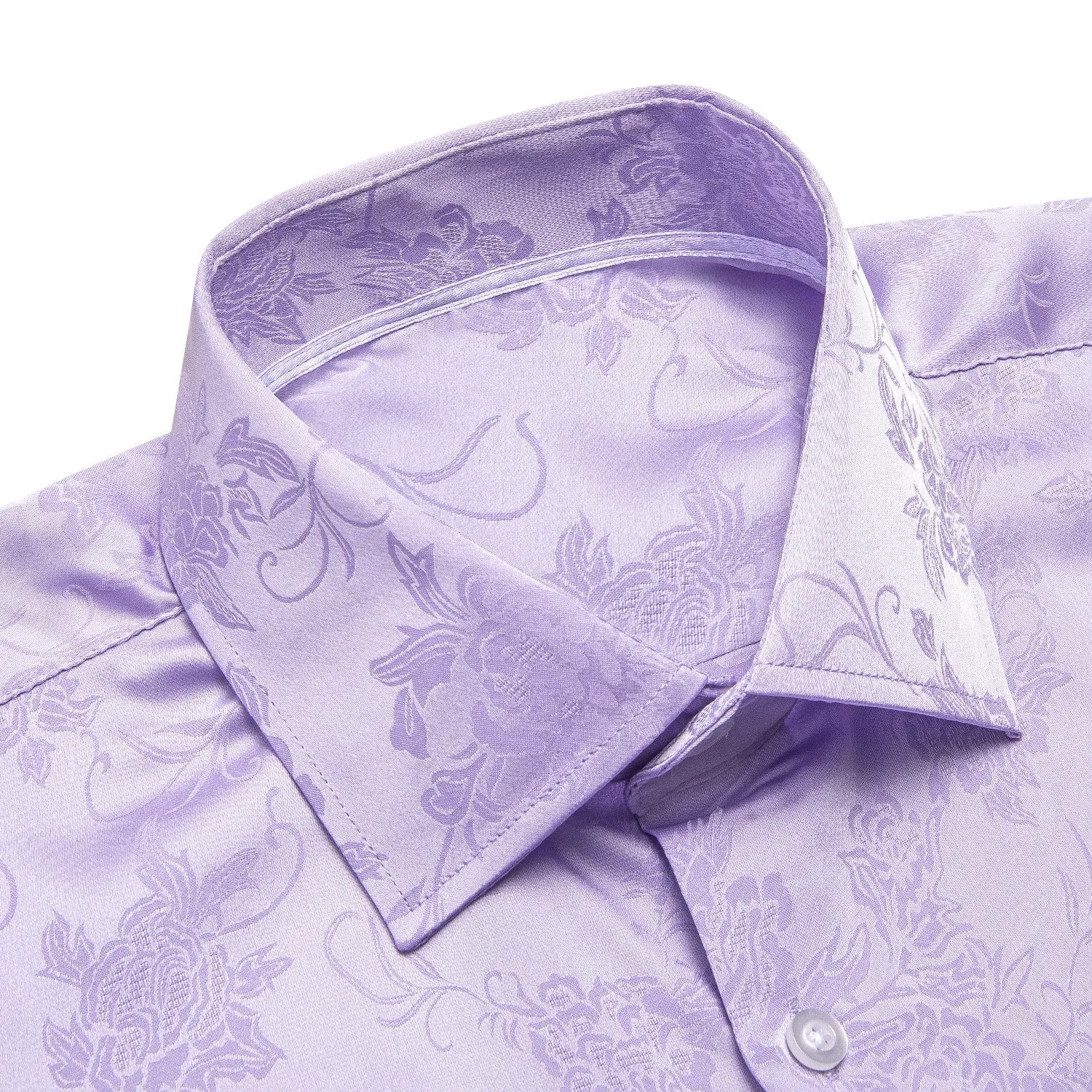 Lavender Floral Silk Dress Shirt