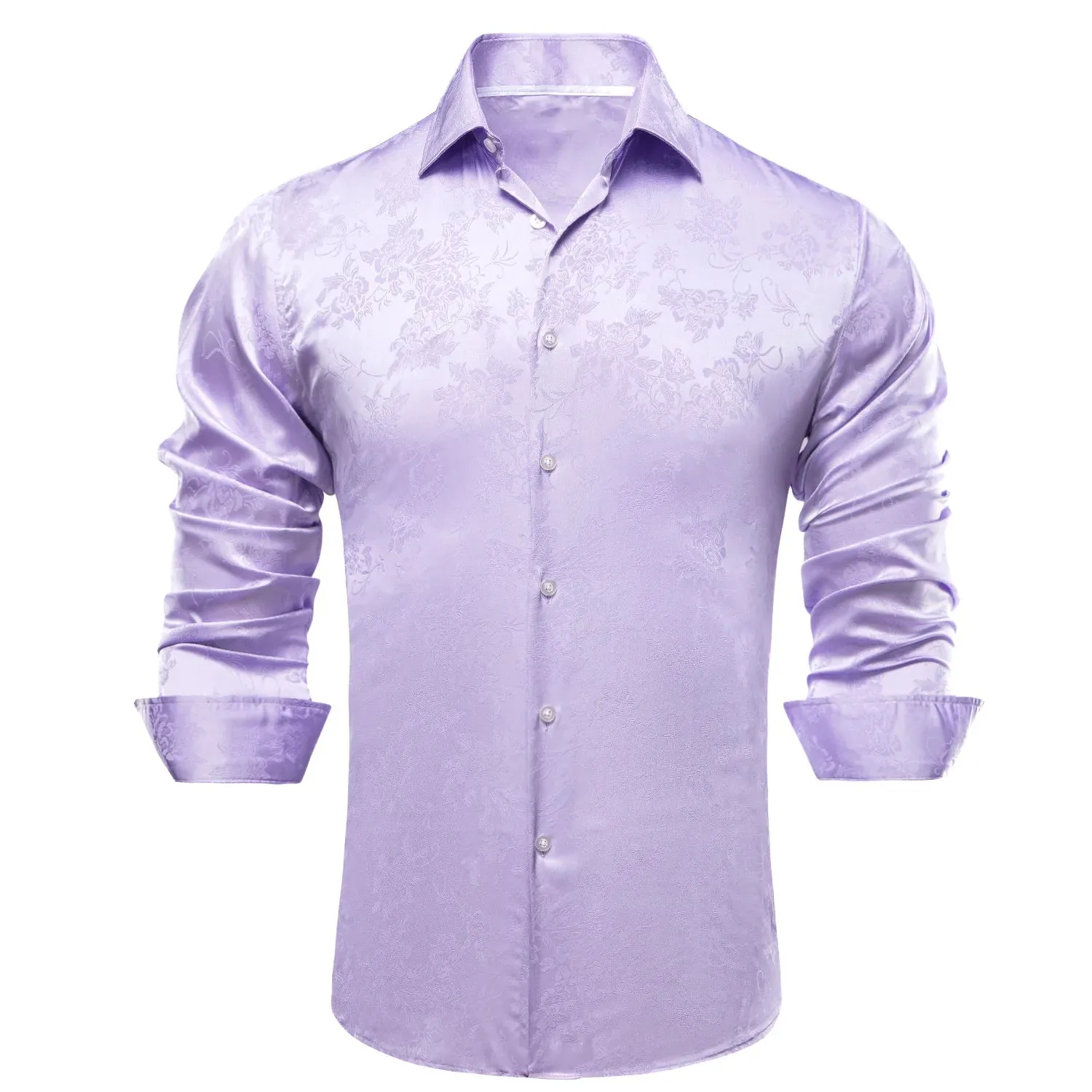 Lavender Floral Silk Dress Shirt