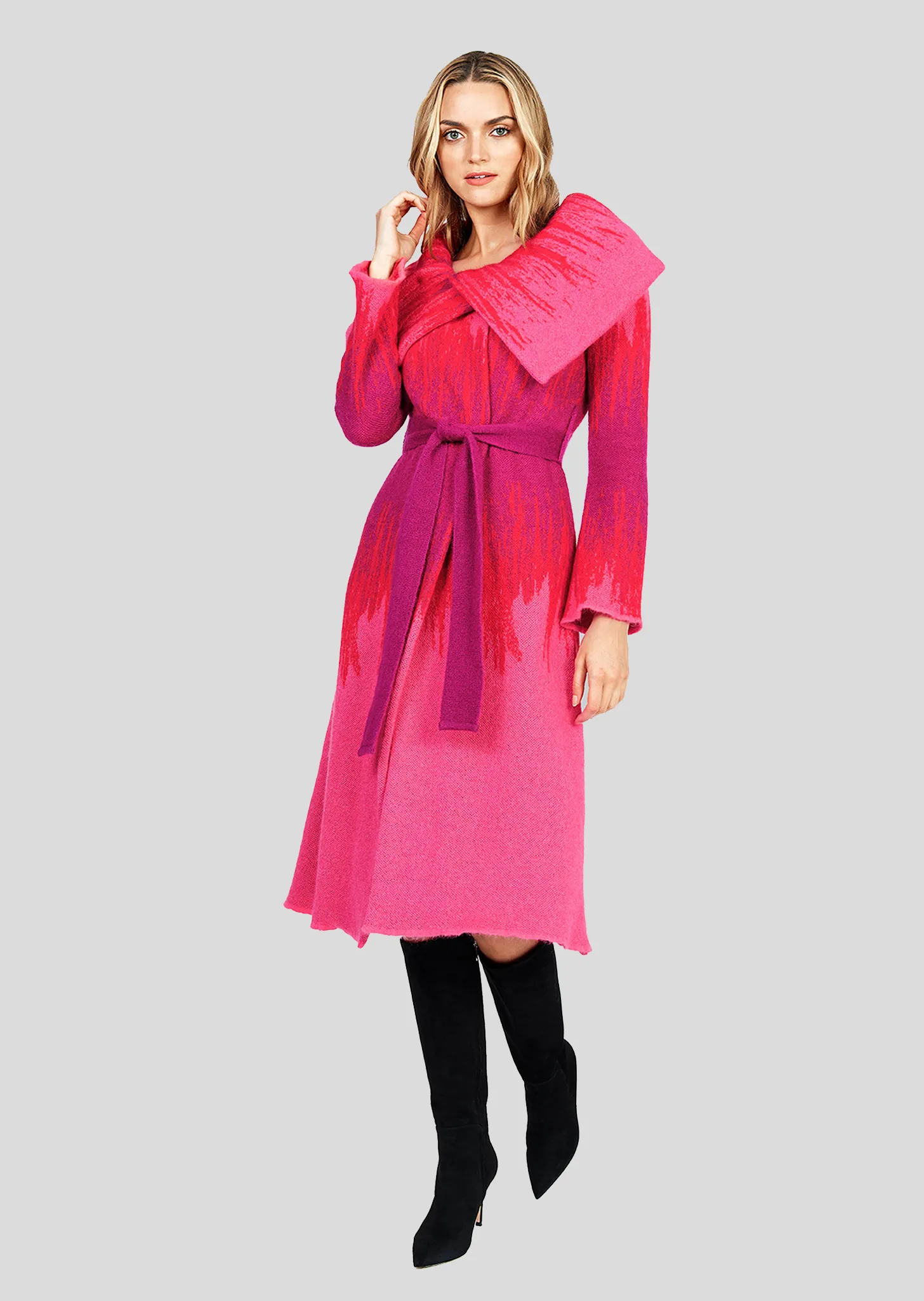 Lia  – Ombre Mohair Coat with Belt