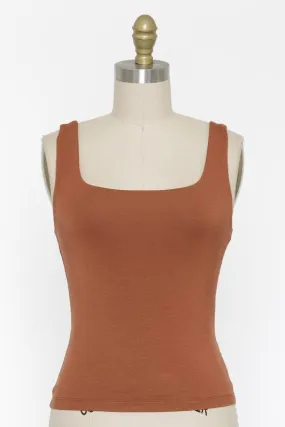 LINED SQUARE NECK TANK TOP (TERRACOTTA)