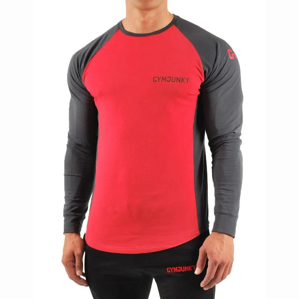 Long Sleeve T-shirt Men Gym Training Shirt Soft Cotton Bodybuilding Tops Man Running Fitness Clothing