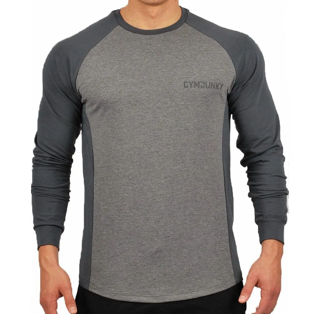 Long Sleeve T-shirt Men Gym Training Shirt Soft Cotton Bodybuilding Tops Man Running Fitness Clothing