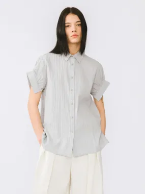 Loose Shirt with Pleated Short Sleeves