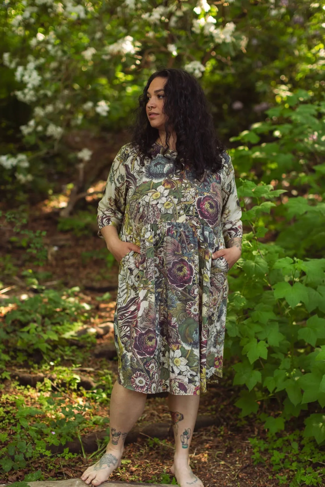 Love Grows Wild Artist Tunic Dress With Pockets & Bees