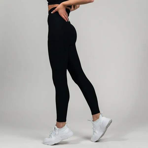 Lucia Ribbed V Belt - Onyx Leggings