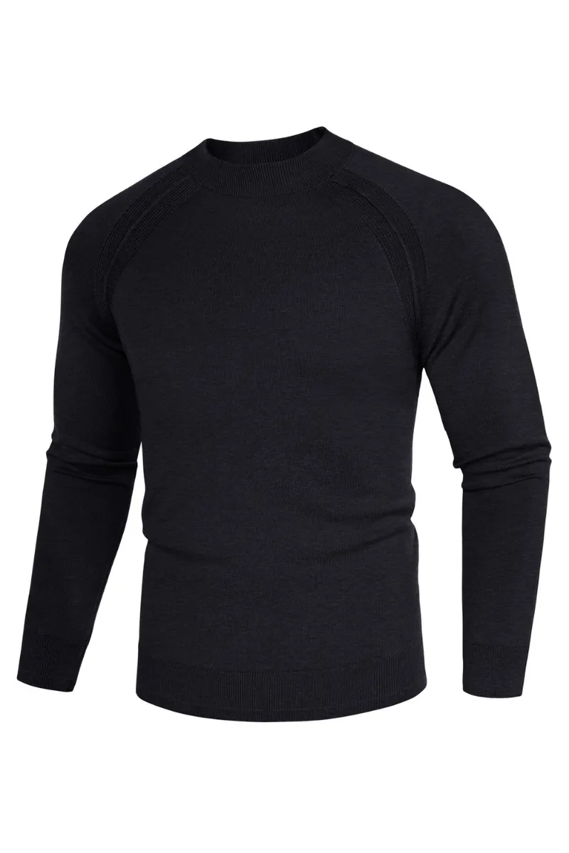 Men Half High-Neck Sweater Long Raglan Sleeve Ribbed Cuff Pullover Knitwear