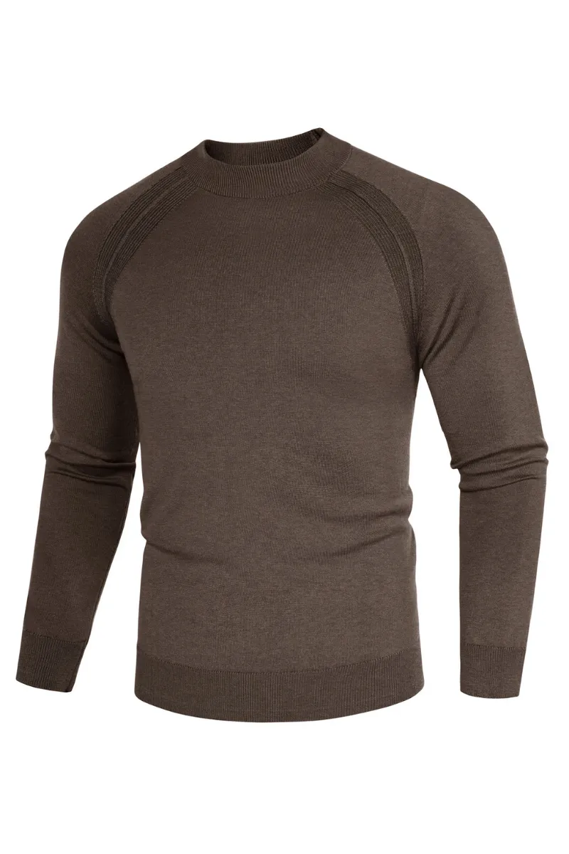 Men Half High-Neck Sweater Long Raglan Sleeve Ribbed Cuff Pullover Knitwear