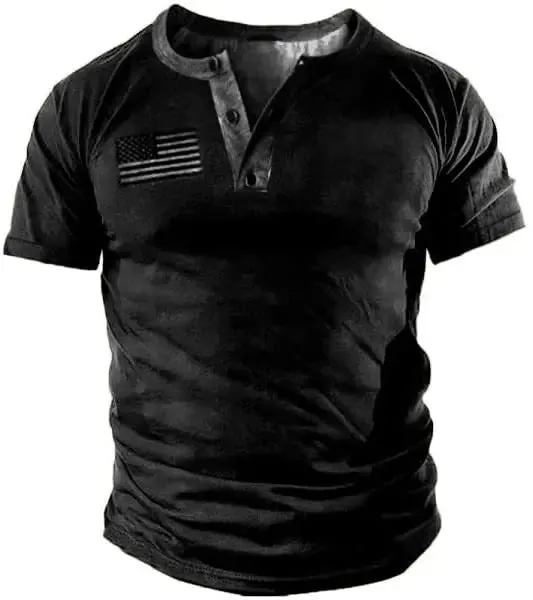 Men's Casual Button Short Sleeve Henley T-Shirts