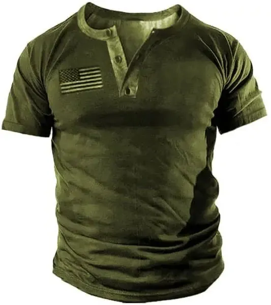 Men's Casual Button Short Sleeve Henley T-Shirts