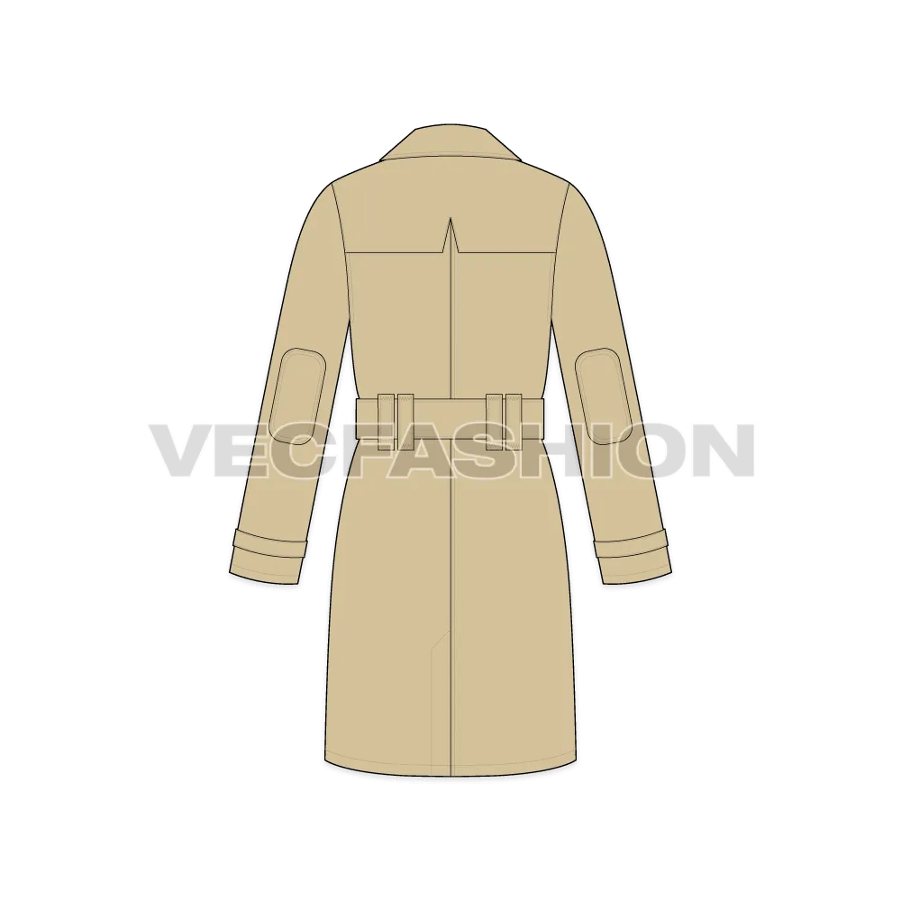 Mens Classic Trench Coat Vector Template