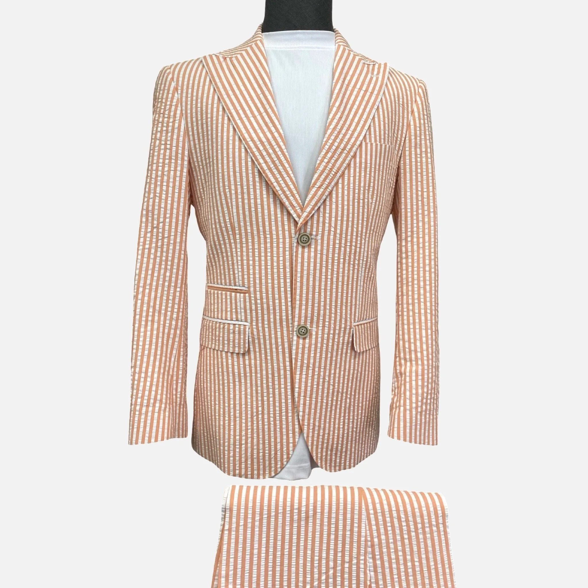 Men’s Coral Searsucker Summer Suit - 0 Cotton