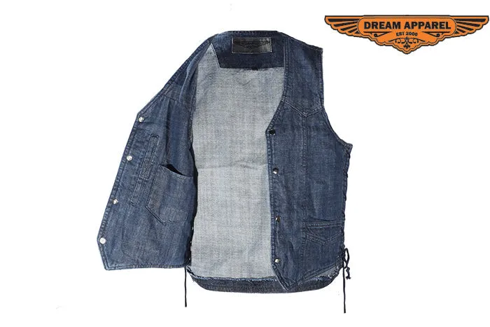 Men's Dark Blue Denim Gun Pocket Club Vest