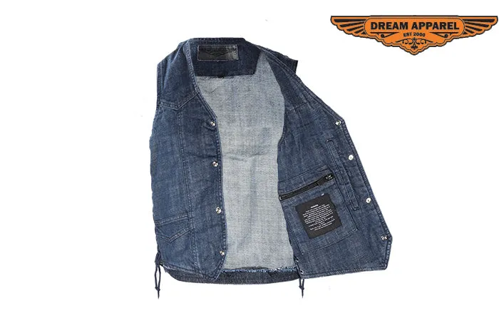 Men's Dark Blue Denim Gun Pocket Club Vest