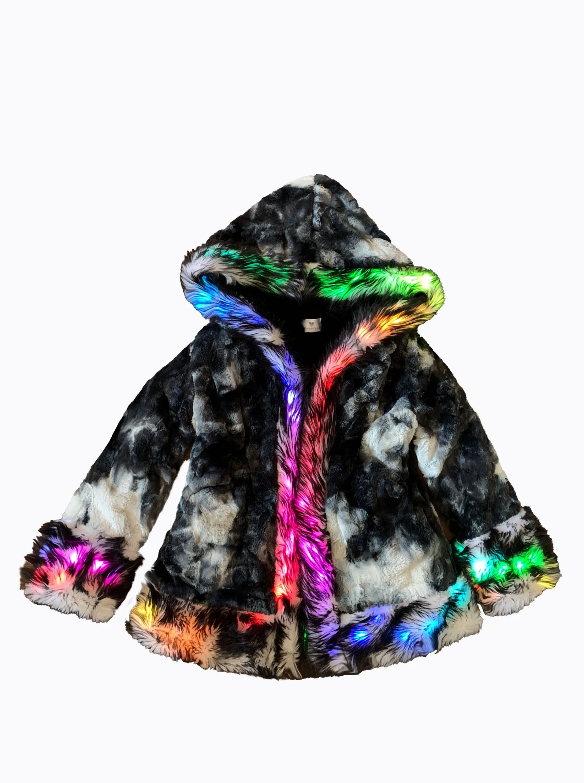 Men's LED Wizard Coat in "Black & White Tie Dye"